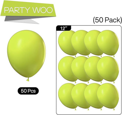 PartyWoo Lime Green Balloons 50 pcs 12 Inch Balloons for Graduation Halloween Safari Jungle Dinosaur Baby Shower Birthday Summer Party Decorations Green-Y8