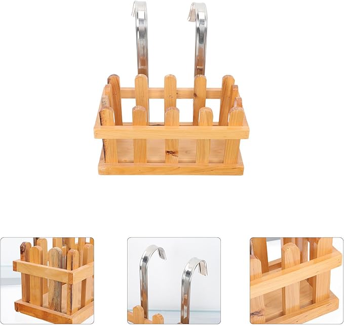 NUOBESTY Wooden Soap Hanging Basket Bathroom Storage Basket Shower Caddy over Tub Hanging Organizer for Bath Accessories