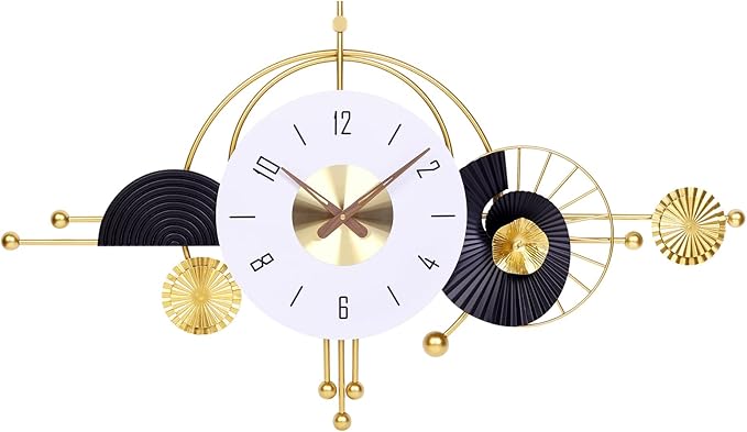 38x22 Inch Modern Metal Wall Clock Battery Operated, Contemporary Silent Non-Ticking Analog Clock for Home Decor, Living Room, Bedroom, Office, Kitchen, Entryway