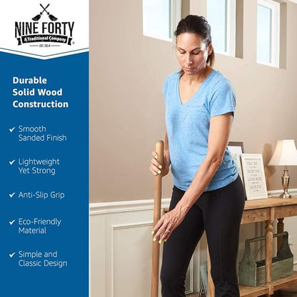 Nine Forty 36" Premium Nylon Dust Mop with Wood Handle - Heavy Duty Mop Head for Industrial, Commercial, and Residential Cleaning - Dry Floor Duster for Hardwood Surfaces and Commercial - Blue