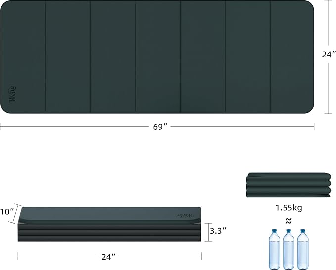 1/2 Inch Extra Thick Yoga Mat Pilates Equipment, 69"x24" Odorless Workout Mats for Home Gym, Non-slip Exercise Mats for Women Men Home Workout, Foldable Yoga Mats for Travel Camping Sleeping