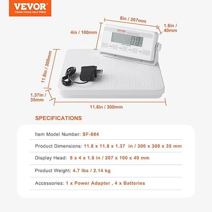 VEVOR Portable Medical Scale, Professional Physician Scale for Weighing - with Anti-Slip Platform, 2 Units, Hold & Tare Function, Digital Physician Weight Scale for Gym Home Hospital, 440LBS Capacity