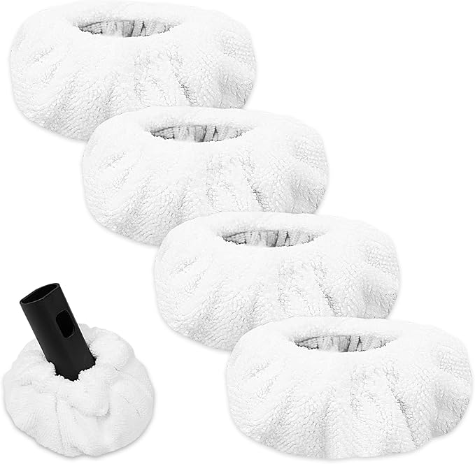 Steam Cleaner Accessories Pads Compatible with Dupray Neat Washable Microfiber Replace Pads for Hardwood Floor Cleaning Universal Microfiber Cloths Small Bonnets (White 4 Pack)