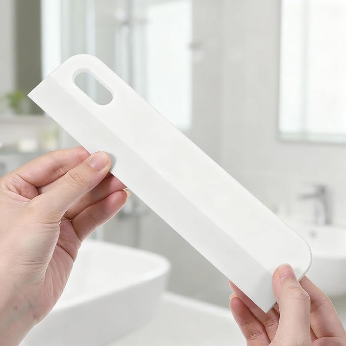8.6" Kitchen Countertop Squeegee for Shower Small Silicone Squeegee for Glass Doors Window Cleaning Scraper for Mirror Sink Counter Bathroom, White Grey