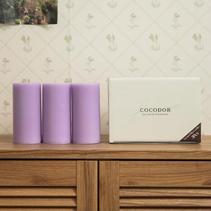 COCODOR Scented Pillar Candles, 3x6 Inch, White Jasmine, Candle Set of 3, Long Buring 85 Hours, Candles for Weddings, Party, Dinner, Home Decor.