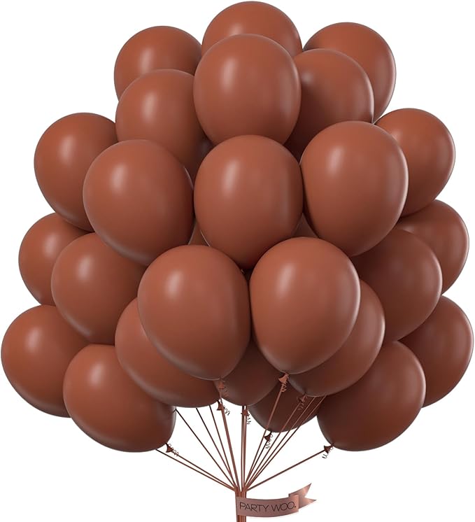 PartyWoo Brown Balloons 50 pcs 12 Inch Dark Brown Boho Neutral Coffee Latex Helium Balloons for Wedding Baby Shower Gender Reveal Graduation Safari Woodland Birthday Party Decorations Brown-F08