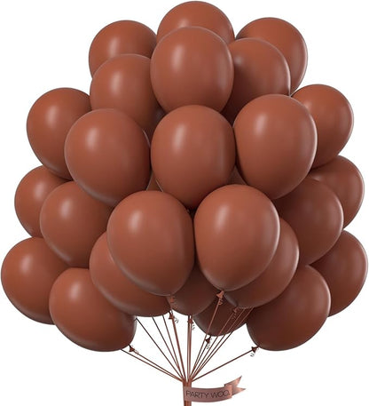 PartyWoo Brown Balloons 50 pcs 12 Inch Dark Brown Boho Neutral Coffee Latex Helium Balloons for Wedding Baby Shower Gender Reveal Graduation Safari Woodland Birthday Party Decorations Brown-F08