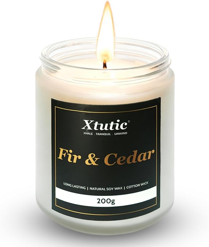 Scented Soy Candles, 7oz in White Frosted Jar - 50-Hour Burn Time, Aromatherapy Candle for Home Decor, Cozy Gifts for Any Occasion,Ideal Gifts for Women(Fir Cedar)