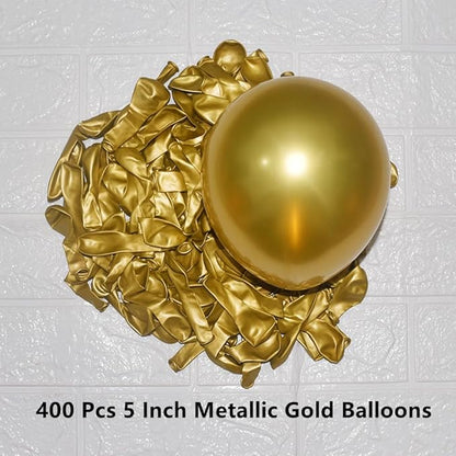 400 Pack Gold Balloons 5 Inch Metallic Chrome Gold Latex Small Balloon for Birthday Wedding Bridal Baby Shower Supplies Graduation Party Decorations