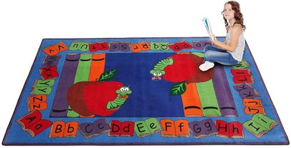 Let's Book It Reading Rug, 7'6" x 12', Multicolored, Educational Classroom Rug, Kids Learning Play Mat | Area Rug for Bedroom or Playroom