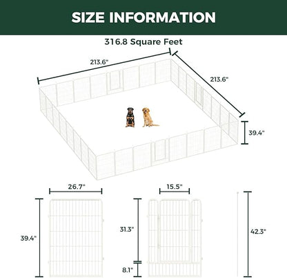 FXW Rollick Unleashed Dog Playpen for Indoor, Yard, RV Camping, 40 inch 32 Panels for Medium and Large Dogs, White│Patented