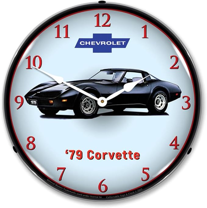 C3 1979 Corvette LED Wall Clock Illuminated not Neon