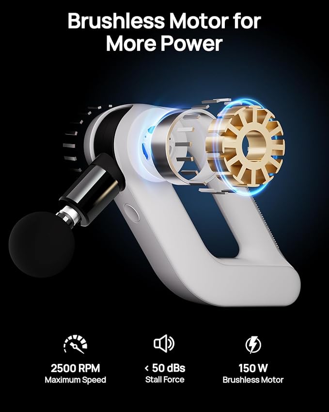 Massage Gun Deep Tissue with Heat Therapy, 12mm Amplitude Muscle Massager for Athletes, 5 Speeds & 4 Modes Massager Gun for Neck Back Shoulder Leg Pain Relief - Ideal Gift for Men, White