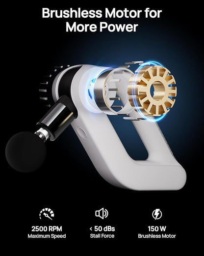 Massage Gun Deep Tissue with Heat Therapy, 12mm Amplitude Muscle Massager for Athletes, 5 Speeds & 4 Modes Massager Gun for Neck Back Shoulder Leg Pain Relief - Ideal Gift for Men, White
