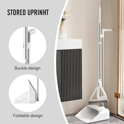 Household Broom with Dustpan Combo Set, Air Broom with Extra-Long Adjustable Aluminum Handle, Cleaning Supplies for Housekeeping (M1)