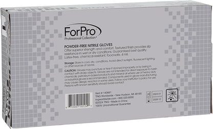 ForPro Disposable Nitrile Gloves, Chemical Resistant, Powder-Free, Latex-Free, Non-Sterile, Food Safe, 4 Mil, 100-Count