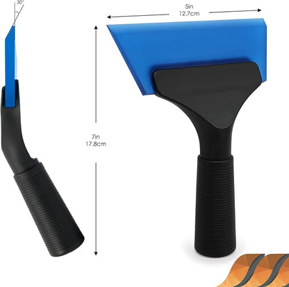 EHDIS Small Squeegee 5 inch Rubber Window Tint Windshield Scraper for Car,Glass, Mirror, Shower, Door,Bathroom Cleaning (Blue, 2)