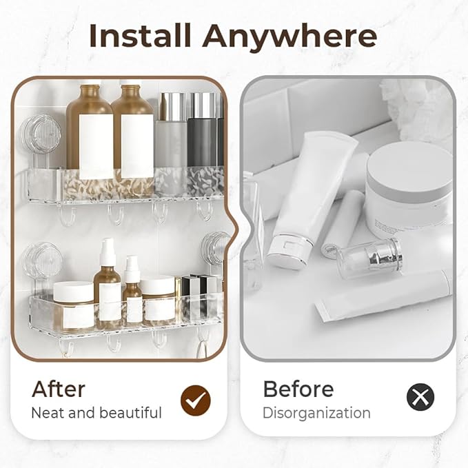Corrugated Suction Cup Storage Holder, 2026 New Movable Shower Shelf Suction Cup,Shower Caddy Large Capacity Bathroom Organizer,No-Drill Wall-Mounted Storage Shelf (2PCS Gray)