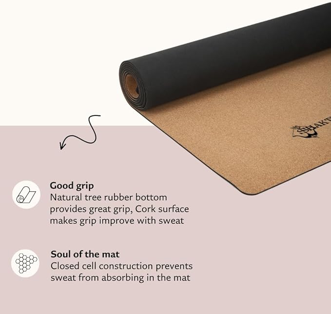 Shakti Warrior Mandala Pro Cork Yoga Mat - Premium Printed Natural Eco-Friendly Non-Slip Mat Great for Regular & Hot Yoga, Pilates, Workouts (72 inch x 24 inch x 3mm Thick)