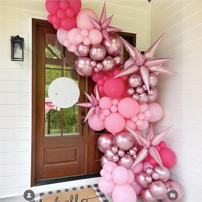 Pink Mixed Balloons Set, 12 Inch Hot Pink Pastel Light Baby Pink Metallic Pink Latex Balloons Party Balloons for Women Girls Birthday Baby Shower Princess Anniversary Party Decorations