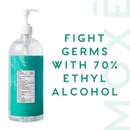 MOXE Premium Eucalyptus & Mint Hand Sanitizer Value Pack - Calming Moisturizing Waterless Antiseptic Cleanser with 70% Ethyl Alcohol, Aloe Vera & Essential Oils - Fights Germs & Bacteria - 4 x 32oz