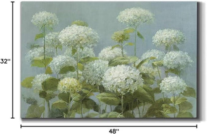 Wexford Home Home Decor Landscape Canvas Wall Art Abstract Floral Painting Modern Pictures Artwork Decoration for Living Room Kitchen Bathroom Office, Ready to Hang, white hydrangea garden, 32x48