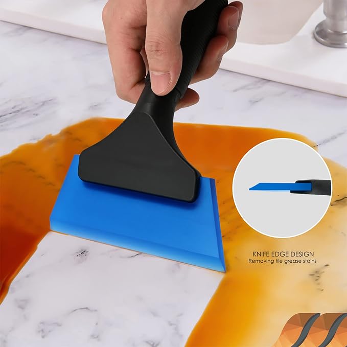 EHDIS Small Squeegee 5 inch Rubber Window Tint Windshield Scraper for Car,Glass, Mirror, Shower, Door,Bathroom Cleaning (Blue, 2)