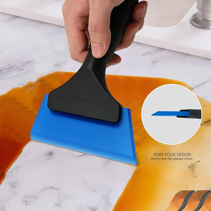 EHDIS Small Squeegee 5 inch Rubber Window Tint Windshield Scraper for Car,Glass, Mirror, Shower, Door,Bathroom Cleaning (Blue, 2)
