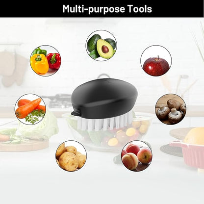 Professional Veggie Brush – Heavy Duty Root & Leafy Vegetable Cleaner , Dual-Action Potato Scrubber & Fruit and Vegetable Brush , Your Home Essentials (Black 2-Pack)