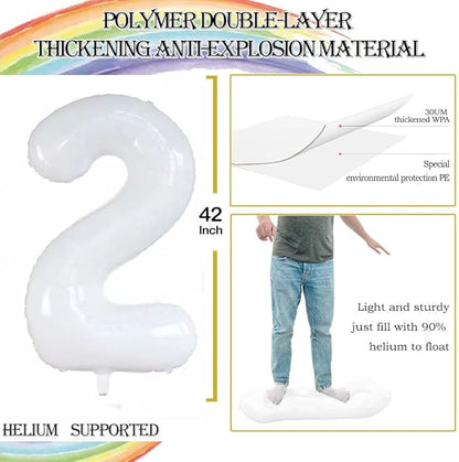 GOER 42 Inch 2026 Foil Number Balloons for 2026 New Year Eve Festival Party Supplies Graduation Decorations (White)
