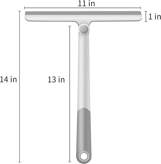 Window Squeegee, 2 Pack Shower Squeegee for Glass Doors Bathroom Mirror Windows Cars and Tile Walls, Silicone Plastic Squiggy Cleaner Tool 12 inch (Grey+Blue)