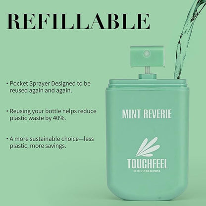 Spray Hand Sanitizer Travel Size Scented - Refillable Hydrating Hand Sanitizers Portable Design Travel Essentials (Mint Reverie) 0.93Fl Oz