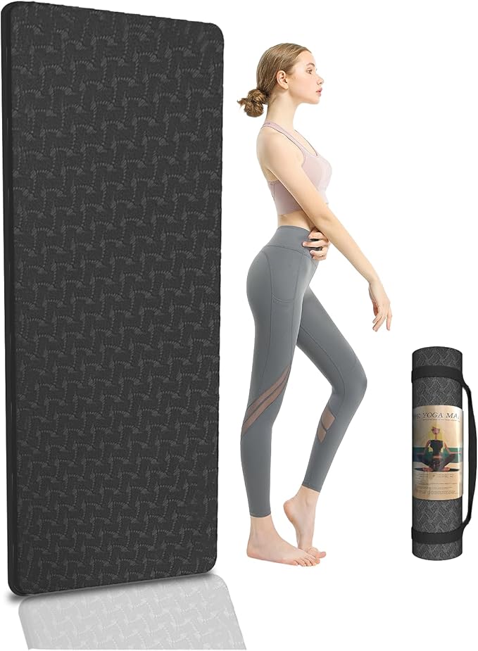 Yoga Mat 1/3 inch QMKGEC Exercise Mats 8mm TPE Non-Slip Extra Thick High-Density Eco Friendly for Yoga Workout Pilates Yoga Mats for Women Men