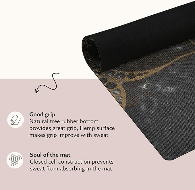 Pro Hemp Mat - Artist Designed, Premium Printed Eco-Friendly Non-Slip mat, Great for Regular & Hot Yoga, Pilates, Workouts 72 inch x 24 inch x 3mm Thick