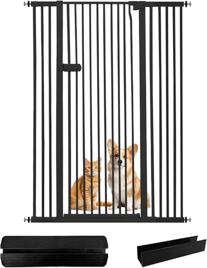 Lumizone Extra Tall Cat Gate 55.12" High Pressure Mounted Extra Wide 2025 New (17 Sizes) 1.37" Gap No Drilling Auto-Close One-Handed Operation Tall Pet Gate for Dogs(Black, 55.12" H x 29.92"-46.64" W)