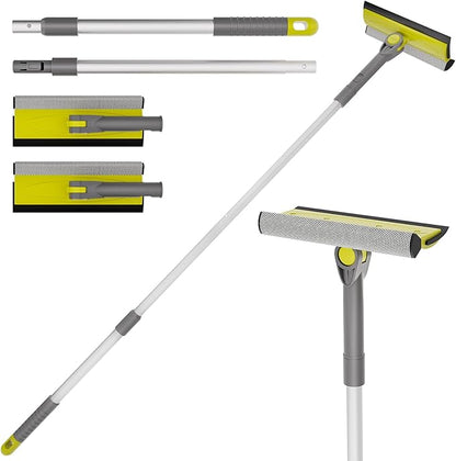 Window Squeegee for Home, 2-in-1 Window Cleaner Tool with Multiple Angles, Squeegee for Window Cleaning Kit, Window Washing Kit with Extension Pole(30-42'') - 2 Head