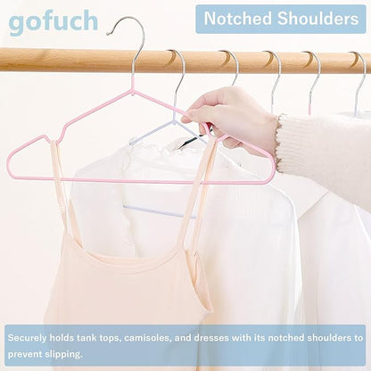 Ultra-Thin Metal Hangers, 30 Pack Non-Slip PVC Coated Space Saving Clothes Hangers for Closet, 16 inch Wide for Suits, Dresses, Jackets（Gray）