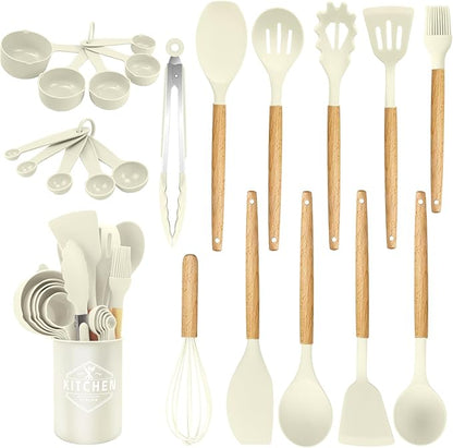 22 Pcs Silicone Kitchen Cooking Utensils Set, 446°F Heat Resistant Non-Stick Silicone Spatula Sets,Spoon,Kitchen Utensil Gadgets Tools Set Kitchen Gadgets for Cookware,Dishwasher Safe BPA Free