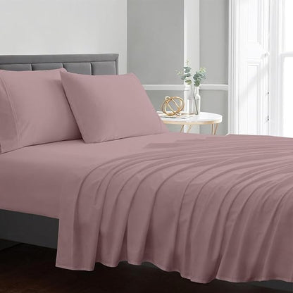 1000 Thread Count Egyptian Cotton Sheets Queen Size, 4 Pc Luxury Sheets Set, Long Staple 100% Cotton Sheets for Queen Size Bed, 16" Deep Pocket Hotel Style Sheets, Sateen Sheets Queen, Blush