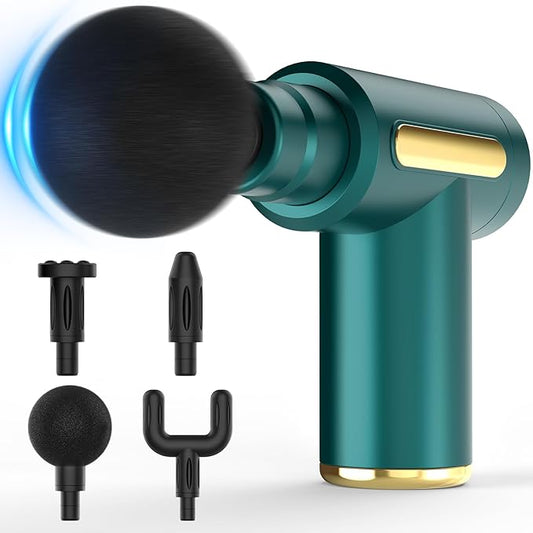 Massage Gun, Small Travel Tool, Massage Gun Deep Tissue,Percussion Handheld Portable Muscle Massager Tool for Full Body Pain Relief, Ideal Gifts for Men, Women(Green)