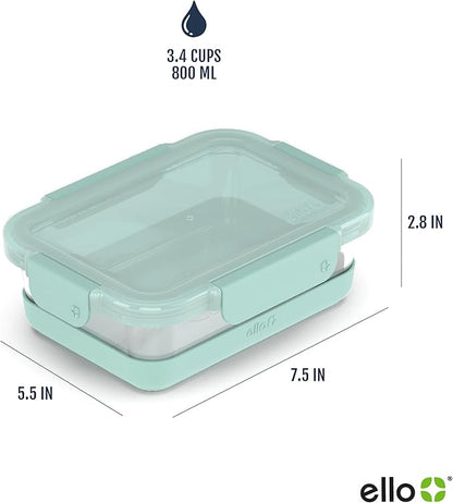 Ello Duraglass 3.4 Cup Meal Prep Sets 10Pc, 5 Pack Set- Glass Food Storage Container with Silicone Boot and Airtight BPA-Free Plastic Lids, Dishwasher, Microwave, and Freezer Safe, Garden Goals