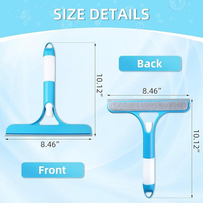 3 in 1 Window Cleaning Scraper with 2 Replaceable Cleaning Cotton Strips,Suitable for Cleaning Bathroom Glass, Window Squeegee, Mirrors, Car Windows