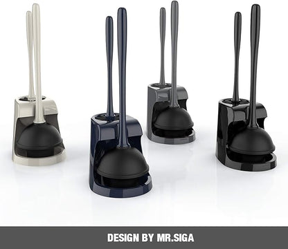 MR.SIGA Toilet Plunger and Bowl Brush Combo for Bathroom Cleaning, Gray, 1 Set