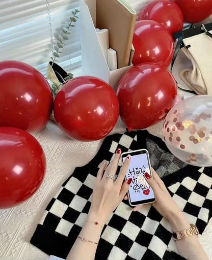 Ruby Red Balloons 100 pcs Dark Red Latex Balloon Different Sizes 18 12 10 5 Inch Premium Helium Balloons for Balloon Garland Arch Birthday Party Wedding Valentine's Day Christmas Decorations