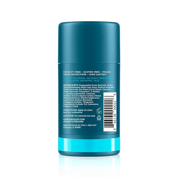 Oars + Alps Deodorant for Men & Women, Aluminum Free Deodorant for Men, Dermatologist Tested, Clean Ingredients, Non Toxic, Vegan, Long Lasting, Odor Protection, Fresh Ocean Splash, 3pk, 2.6oz