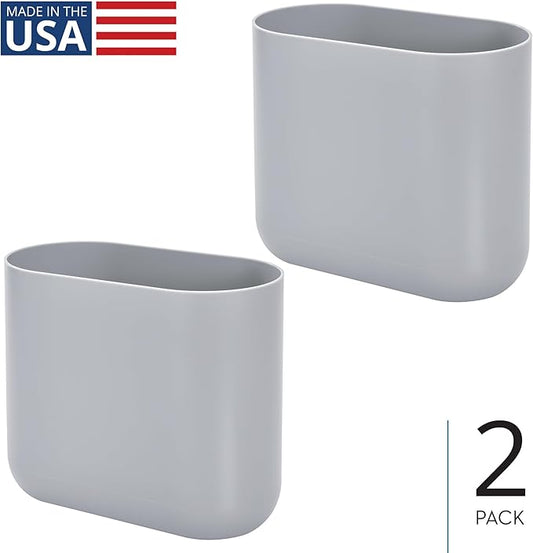 iDesign Small Oval Plastic Trash Ideal for Bathroom, Bedroom, or Office-Set of 2-Gray Waste Can