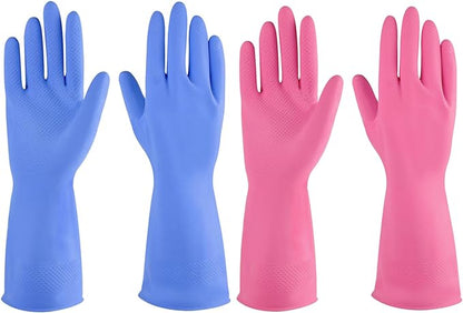 Rubber gloves dishwashing 2 or 4 Pairs for Kitchen,Cleaning gloves for household Reuseable.
