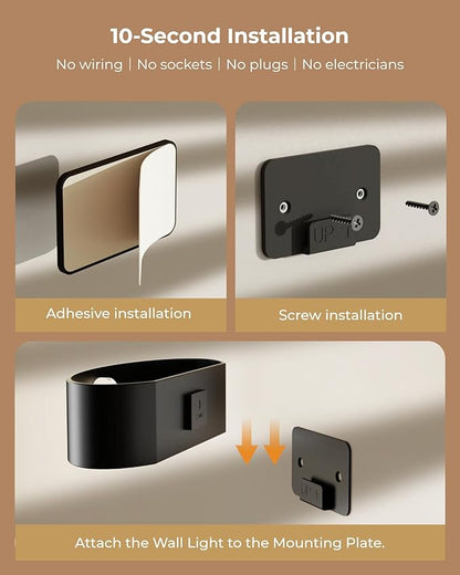 Motion Sensor Wall Light, 5000mAh Rechargeable Battery Operated Motion Sensor Light Indoor with Remote, RGB and 3 Colors Dimmable, Wireless Wall Sconces for Hallway, Living Room, Stair, bedroom