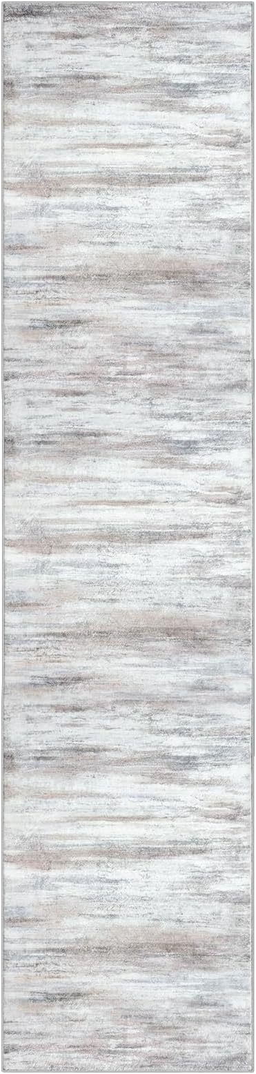 KOZYFLY Modern Abstract Hallway Runner Rug, 2x8 Kitchen Rugs Non-Slip Washable Soft Striped Kitchen Runner Rugs, Print Beige Carpet Runner for Entryway Bathroom Laundry Room Foyer