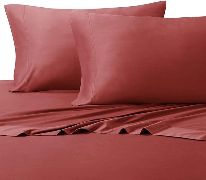 Royal Hotel Bedding Silky Soft, Viscose from Bamboo, and Cotton Blend Sheets, 100% Luxury Blend, 60% Viscose Made from Bamboo and 40% Cotton Bed Sheets, Full Size, Coral